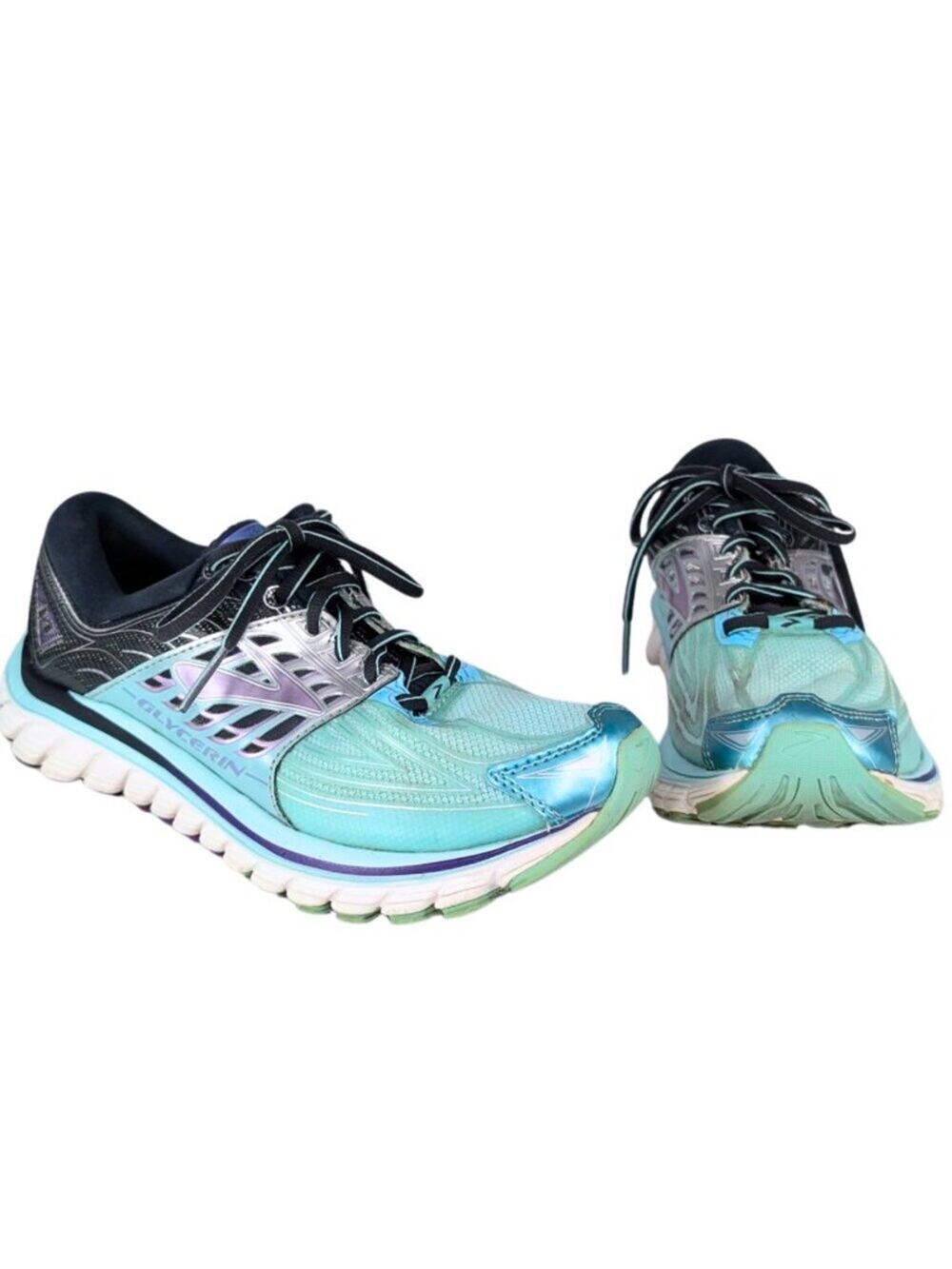 Brooks Glycerin 14 Ladies 8 Navy Aqua Running Sneakers 120217-1B-444